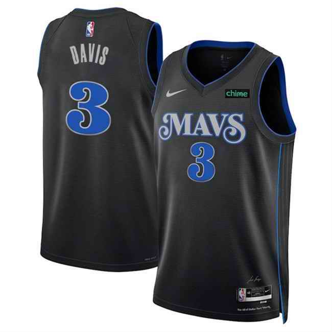 Men's Dallas Mavericks #3 Anthony Davis Black 2025 City Edition Stitched Basketball Jersey