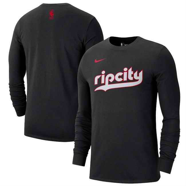 Men's Portland Trail Blazers Black 2024/25 City Edition Essential Logo Long Sleeve T-Shirt