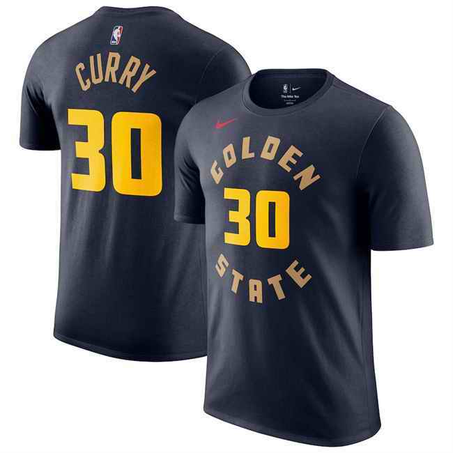 Men's Golden State Warriors #30 Stephen Curry Navy 2024/25 City Edition Name & Number T-Shirt