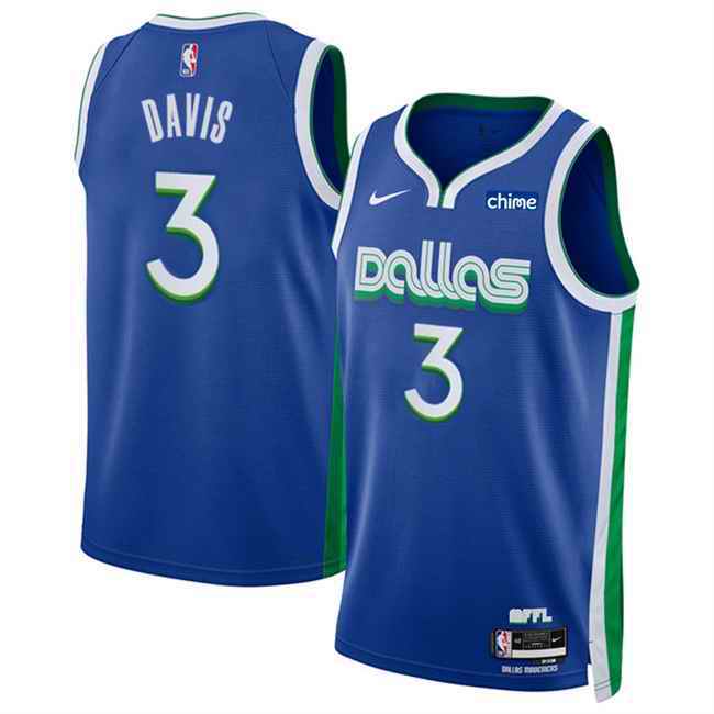 Men's Dallas Mavericks #3 Anthony Davis Blue 2025 City Edition Stitched Basketball Jersey