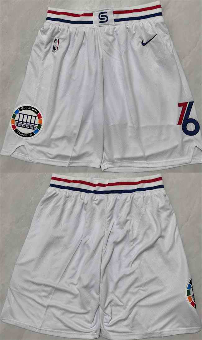 Men's Philadelphia 76ers White Shorts (Run Small)