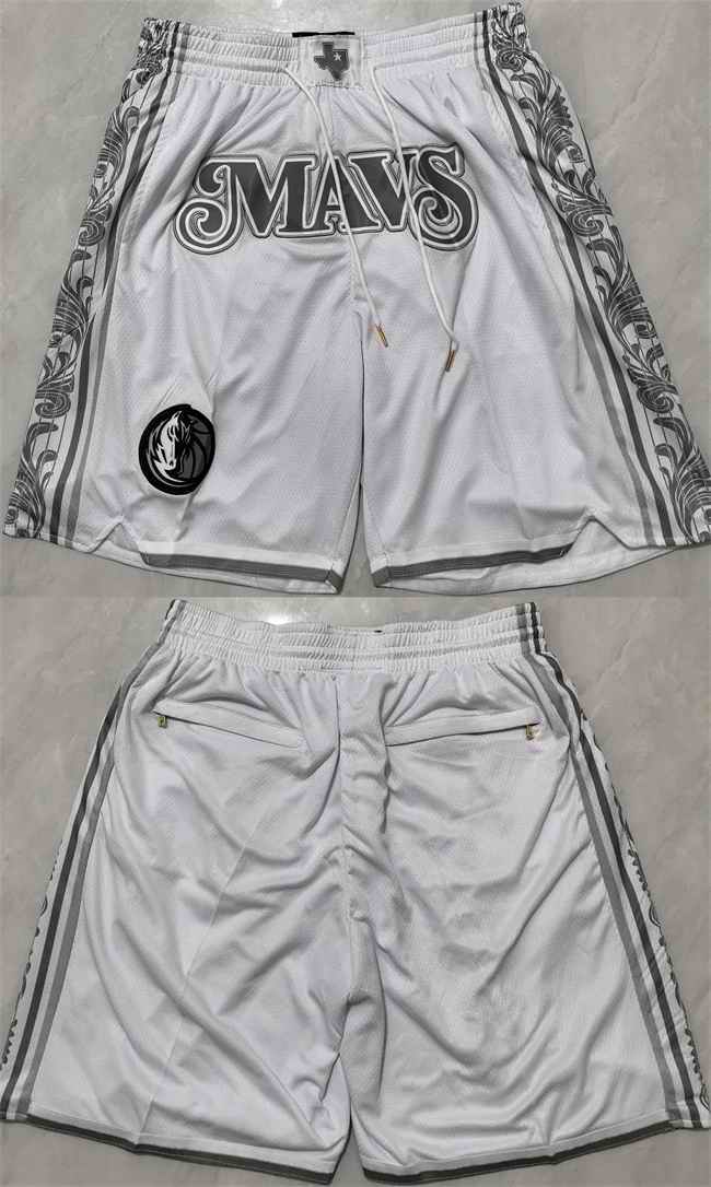 Men's Dallas Mavericks White City Edition Shorts (Run Small)