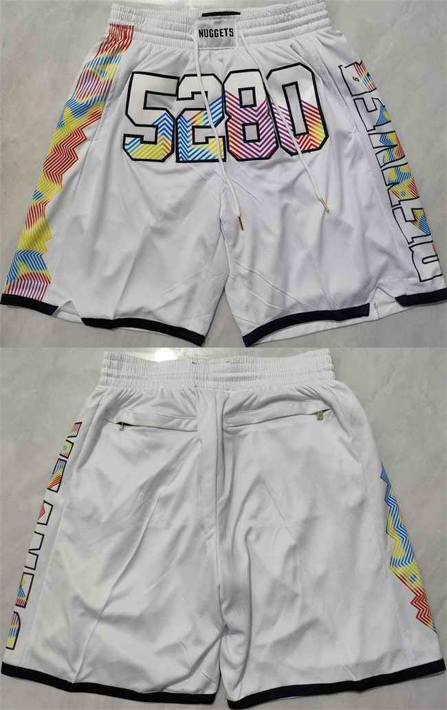 Men's Denver Nuggets White City Edition Shorts (Run Small)