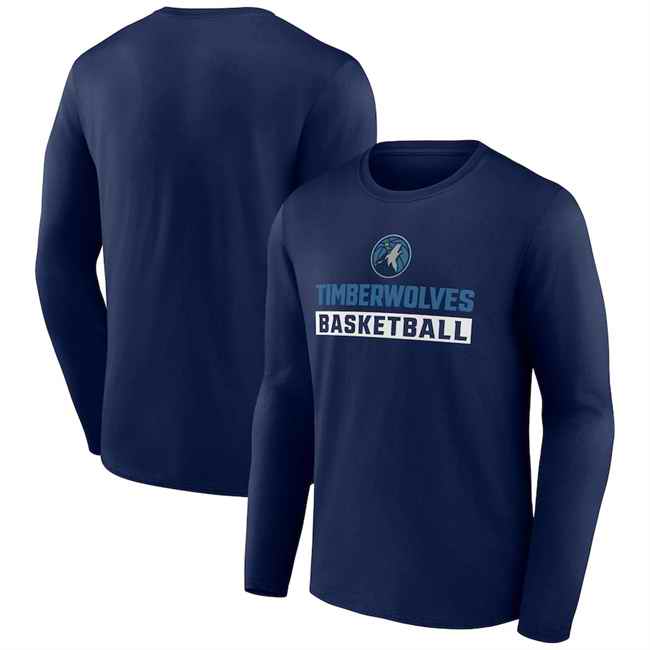 Men's Minnesota Timberwolves Navy Let's Go Long Sleeve T-Shirt