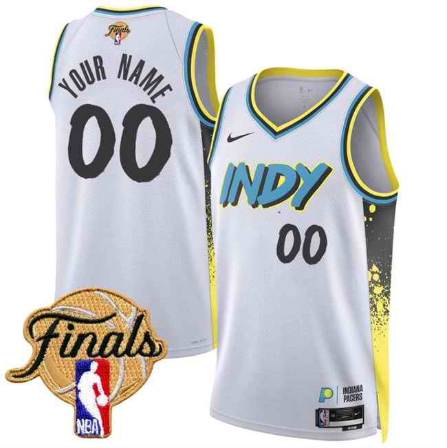 Men's Indiana Pacers Active Player Custom White 2024/25 City Edition  Stitched Basketball Jersey