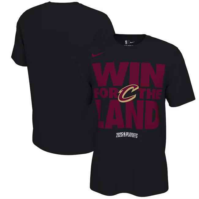 Men's Cleveland Cavaliers Black 2025 Playoffs On-Court Mantra T-Shirt