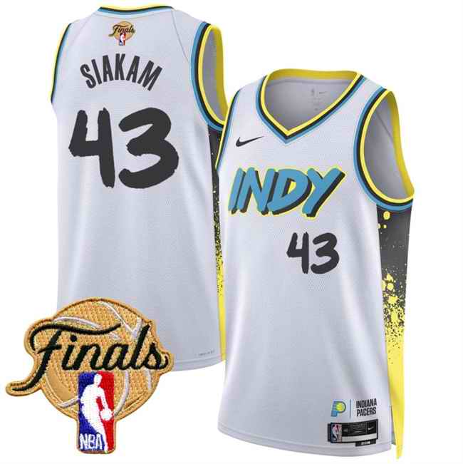 Men's Indiana Pacers #43 Pascal Siakam White 2024/25 City Edition  Stitched Basketball Jersey