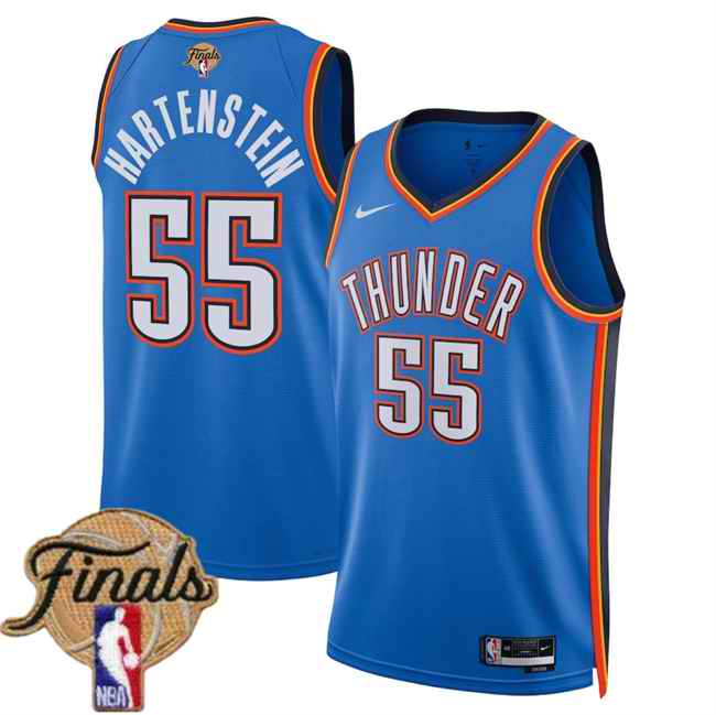 Men's Oklahoma City Thunder #55 Isaiah Hartenstein Blue 2025 Icon Edition Stitched Basketball Jersey