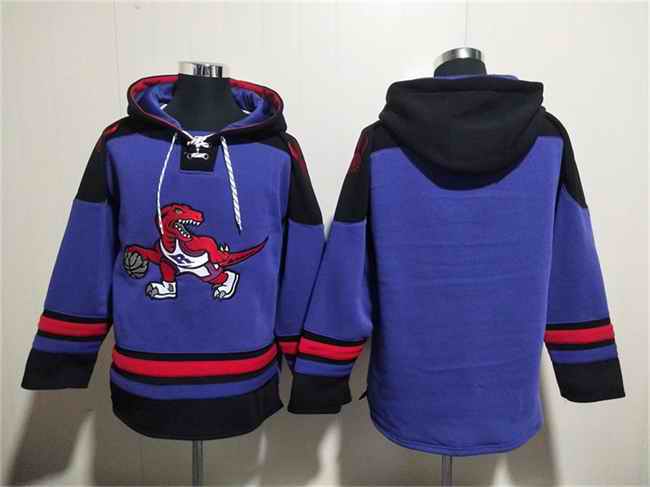 Men's Toronto Raptors Blank Purple Lace-Up Pullover Hoodie
