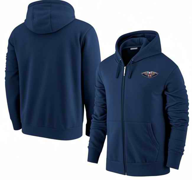 Men's New Orleans Pelicans Navy Primary Logo Full-Zip Hoodie
