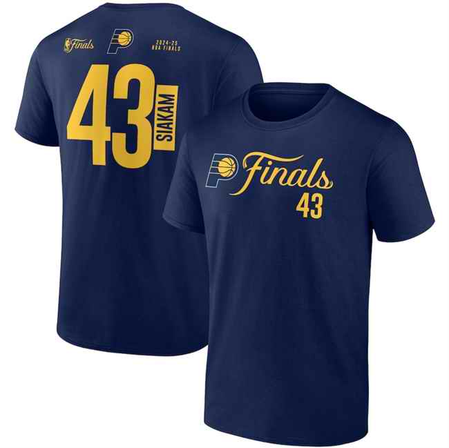Men's Indiana Pacers #43 Pascal Siakam Navy 2025 Finals Court Vision Name & Number T-Shirt