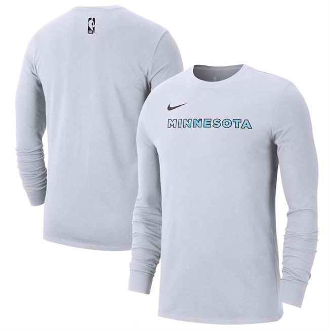 Men's Minnesota Timberwolves White 2024/25 City Edition Essential Logo Long Sleeve T-Shirt