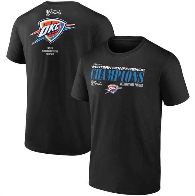 Men's Oklahoma City Thunder Black 2025 Western Conference Champions Basketball T-Shirt