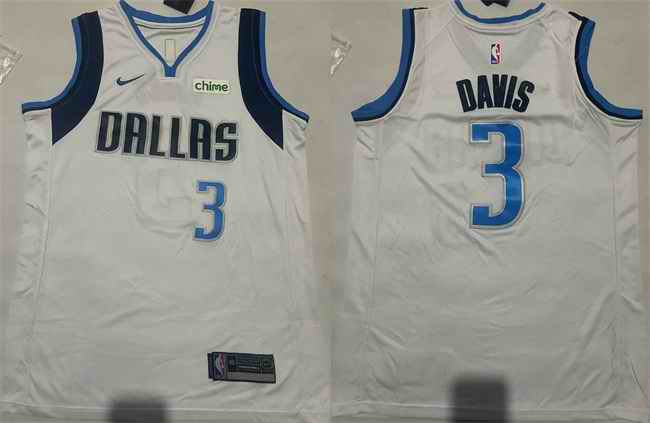 Men's Dallas Mavericks #3 Anthony Davis White 2025 Association Edition Stitched Basketball Jersey