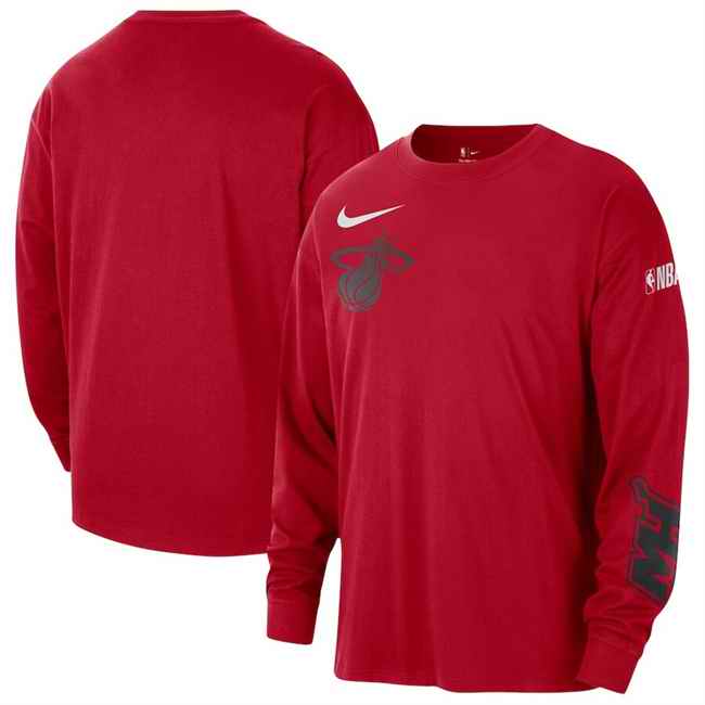 Men's Miami Heat Red 2024/25 City Edition Courtside Max90 Heavyweight Long Sleeve T-Shirt