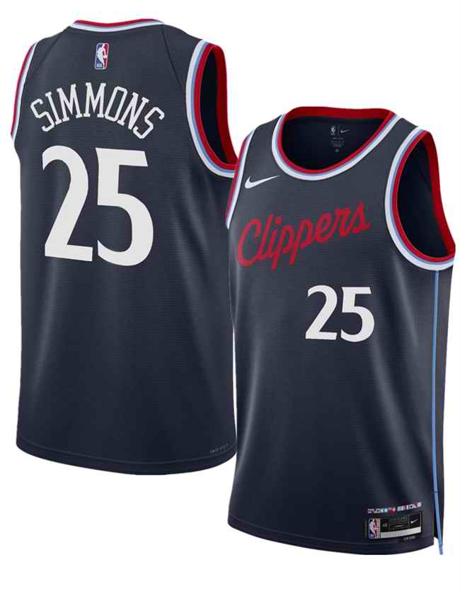 Men's Los Angeles Clippers #25 Ben Simmons Navy 2024/25 Icon Edition Stitched Jersey