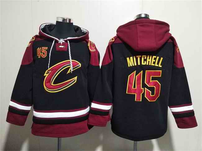 Men's Cleveland Cavaliers #45 Donovan Mitchell Black/Red  Ageless Must-Have Lace-Up Pullover Hoodie