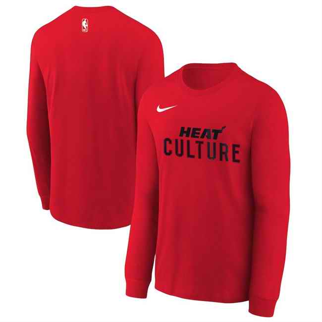 Men's Miami Heat Red 2024/25 City Edition Essential Logo Long Sleeve T-Shirt