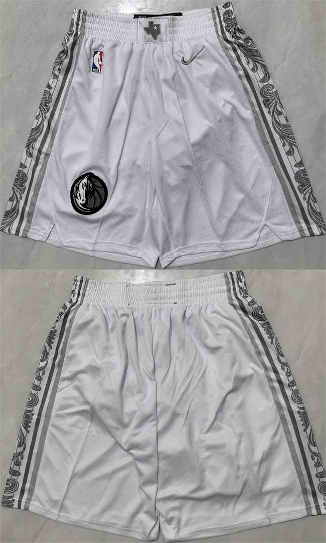 Men's Dallas Mavericks White City Edition Shorts (Run Small)