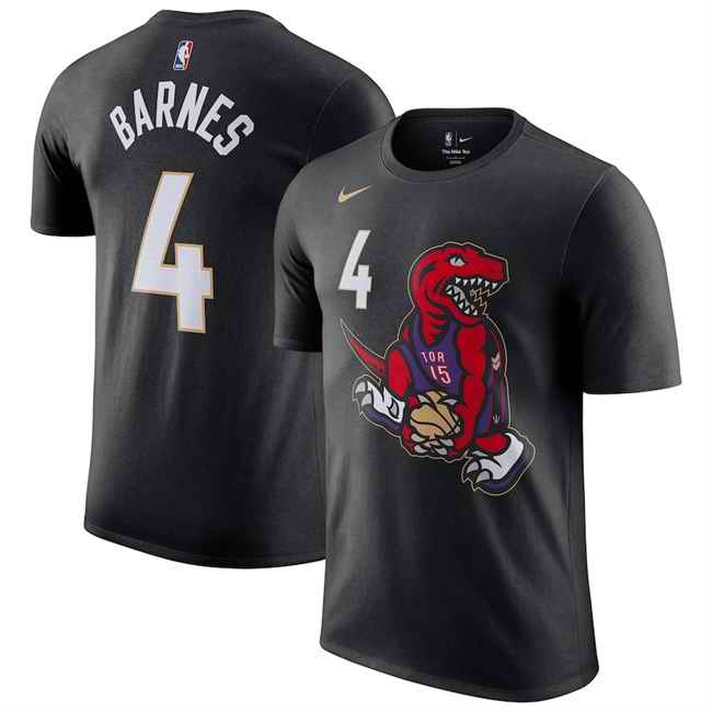 Men's Toronto Raptors #4 Scottie Barnes Black 2024/25 City Edition Name & Number T-Shirt