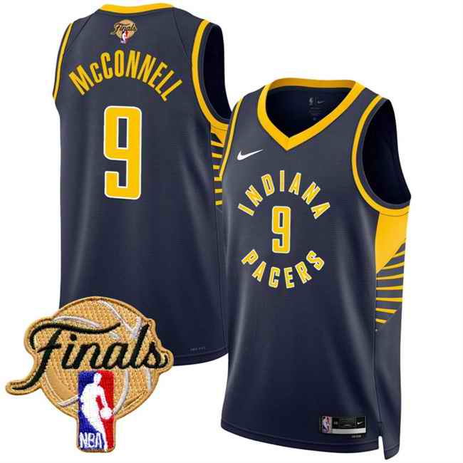 Men's Indiana Pacers #9 T.J. McConnell Navy 2025 Finals Icon Edition Stitched Basketball Jersey