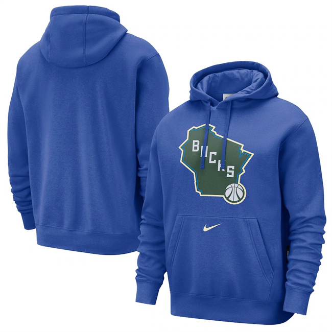 Men's Milwaukee Bucks Royal 2024/25 City Edition Essential Club Pullover Hoodie