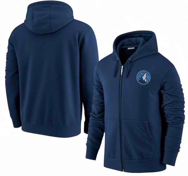 Men's Minnesota Timberwolves Navy Primary Logo Full-Zip Hoodie