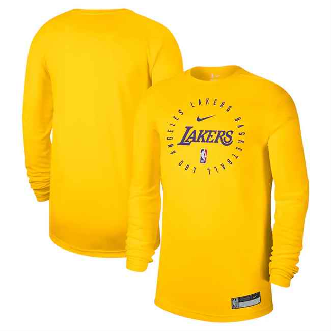Men's Los Angeles Lakers Gold 2024/25 Legend On-Court Practice Long Sleeve T-Shirt