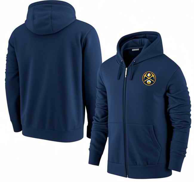 Men's Denver Nuggets Navy Primary Logo Full-Zip Hoodie