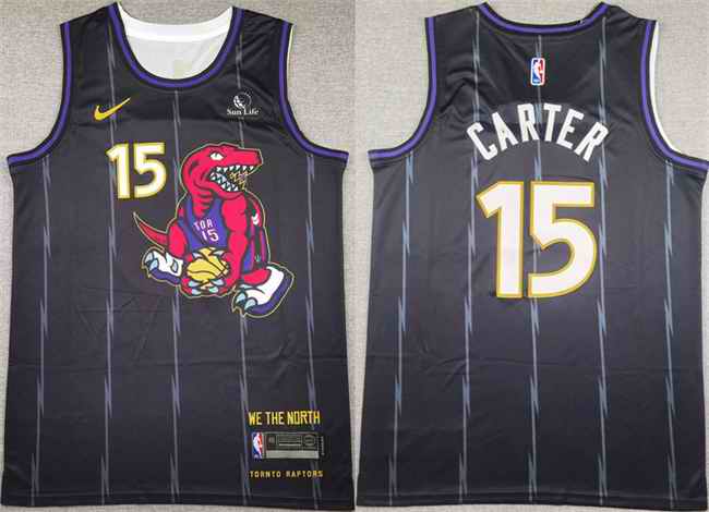 Men's Toronto Raptors #15 Vince Carter Black 2025 Stitched Basketball Jersey