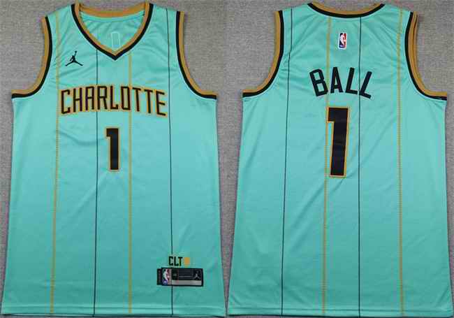 Men's Charlotte Hornets #1 LaMelo Ball Mint 2024/25 City Edition Stitched Basketball Jersey