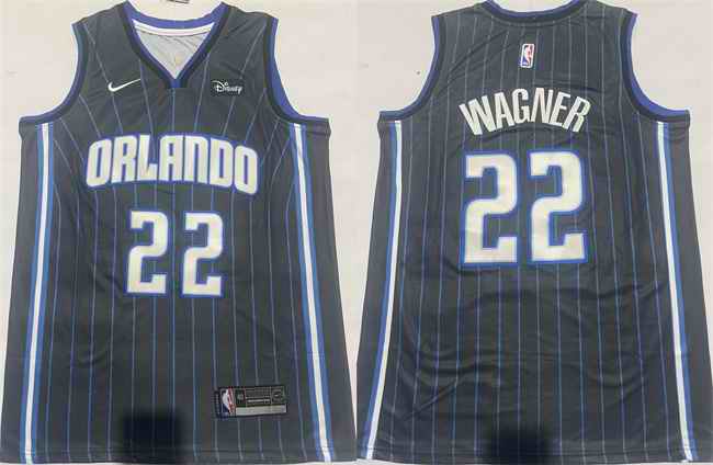 Men's Orlando Magic #22 Franz Wagner Black Icon Edition Stitched Basketball Jersey