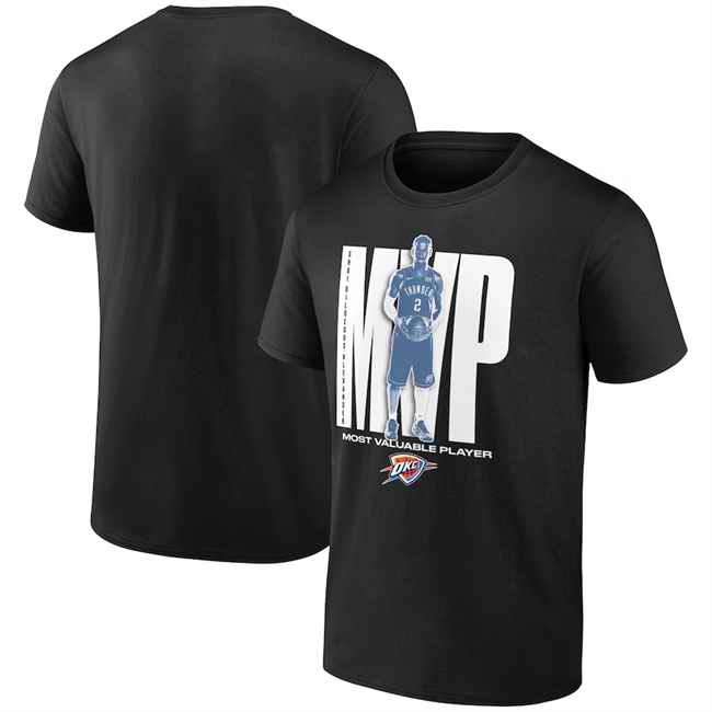 Men's Oklahoma City Thunder #2 Shai Gilgeous-Alexander Black 2025 NBA MVP T-Shirt