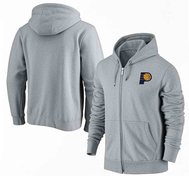 Men's Indiana Pacers Gray Primary Logo Full-Zip Hoodie