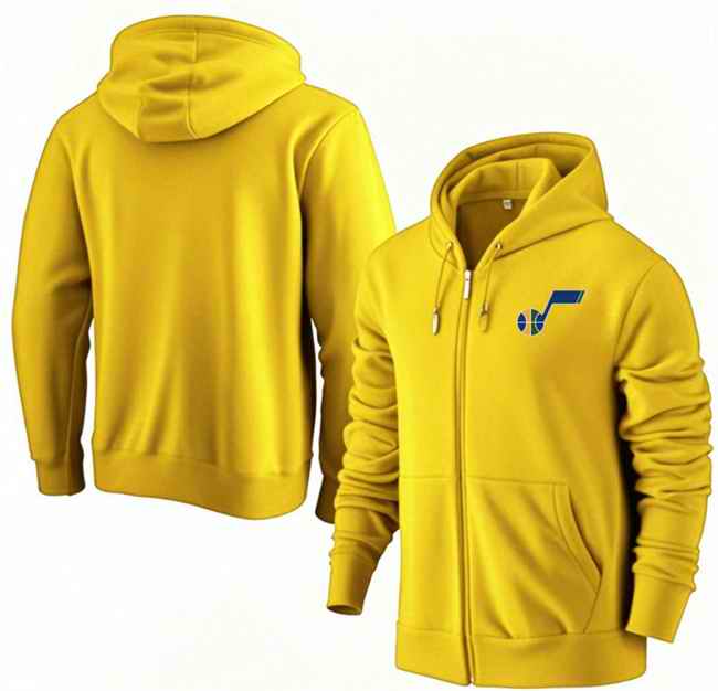 Men's Utah Jazz Yellow Primary Logo Full-Zip Hoodie
