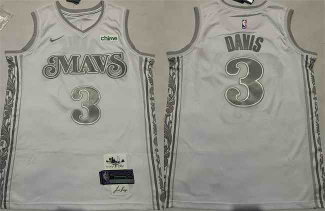 Men's Dallas Mavericks #3 Anthony Davis White 2024/25 City Edition Stitched Basketball Jersey