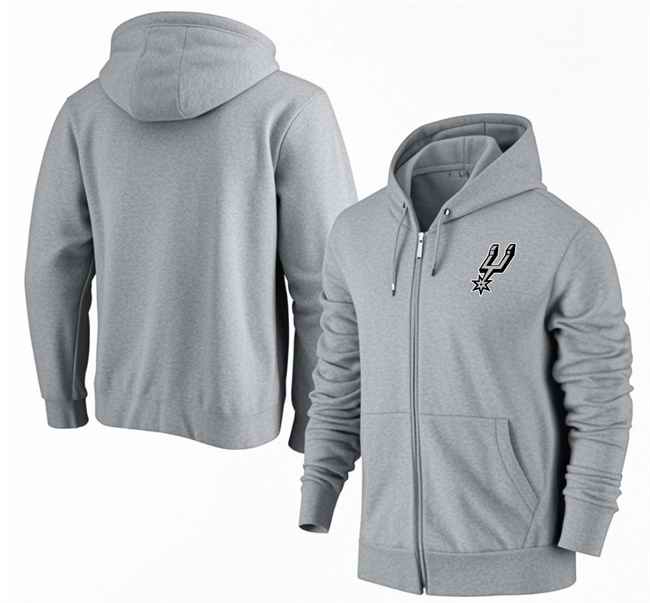 Men's San Antonio Spurs Gray Primary Logo Full-Zip Hoodie