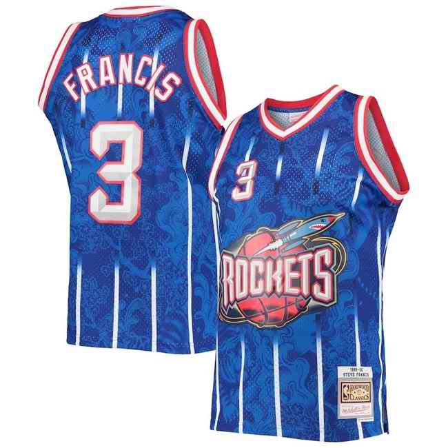 Men's Houston Rockets #3 Steve Francis Blue 1999-2000 Mitchell & Ness Hardwood Classics Swingman Stitched Basketball Jersey