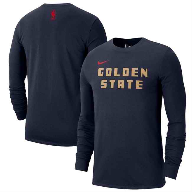 Men's Golden State Warriors Navy 2024/25 City Edition Essential Logo Long Sleeve T-Shirt