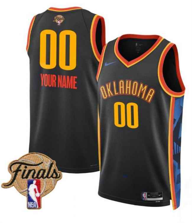 Men's Oklahoma City Thunder Active Player Custom Black 2024/25 City Edition Stitched Basketball Jersey