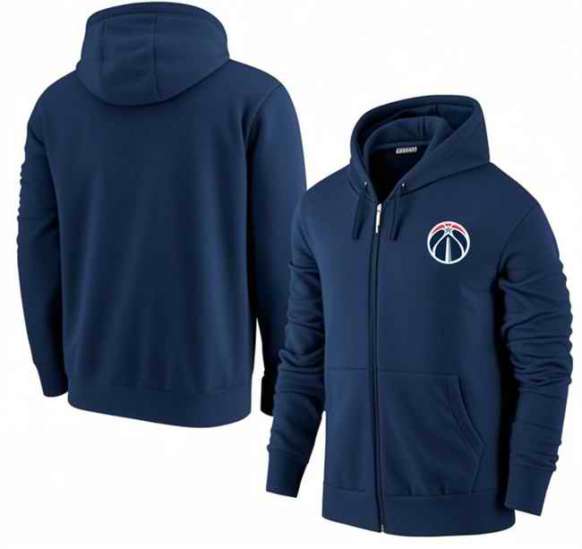 Men's Washington Wizards Navy Primary Logo Full-Zip Hoodie
