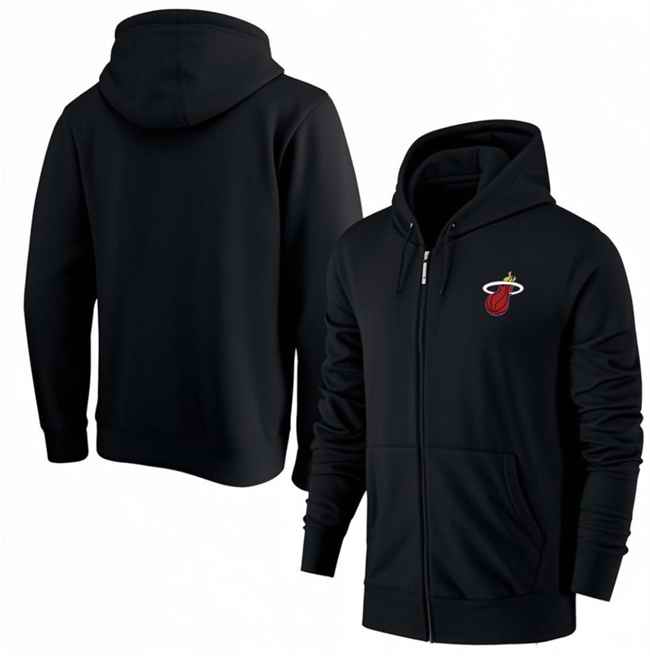 Men's Miami Heat Black Primary Logo Full-Zip Hoodie