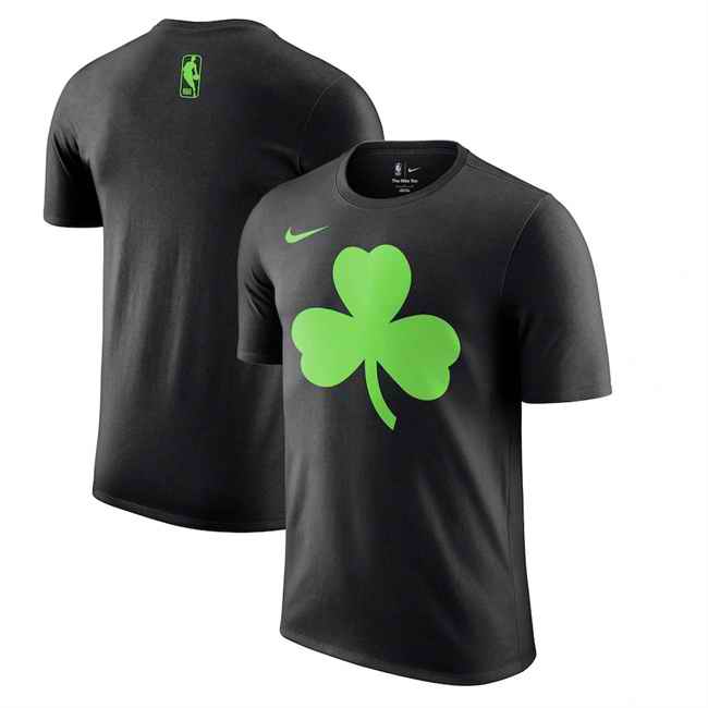 Men's Boston Celtics Black 2024/25 City Edition Essential Logo T-Shirt