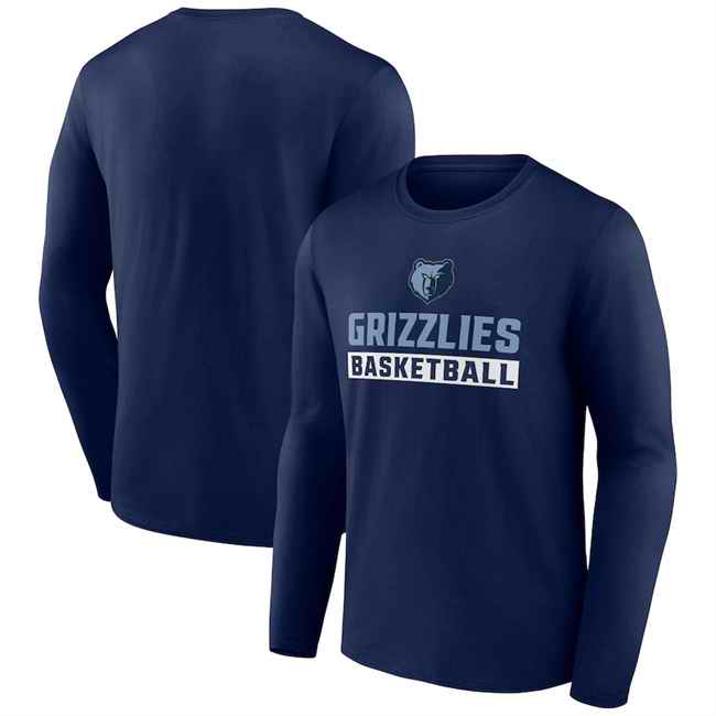 Men's Memphis Grizzlies Navy Let's Go Long Sleeve T-Shirt