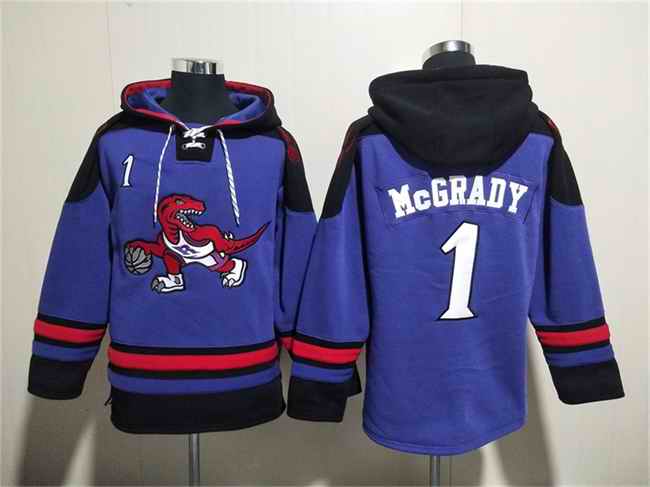 Men's Toronto Raptors #1 Tracy McGrady Purple Lace-Up Pullover Hoodie