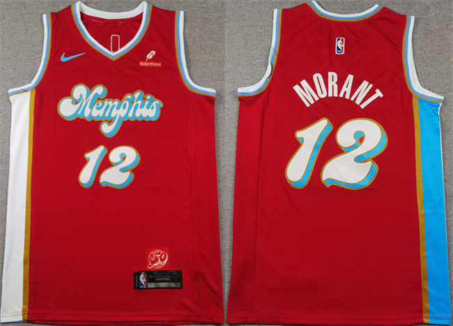 Men's Memphis Grizzlies #12 Ja Morant Red 2024-25 City Edition Stitched Basketball Jersey