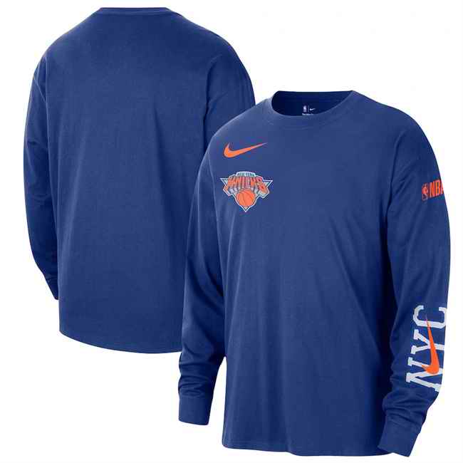 Men's New York Knicks Royal 2020/21 City Edition Essential Logo Long Sleeve T-Shirt
