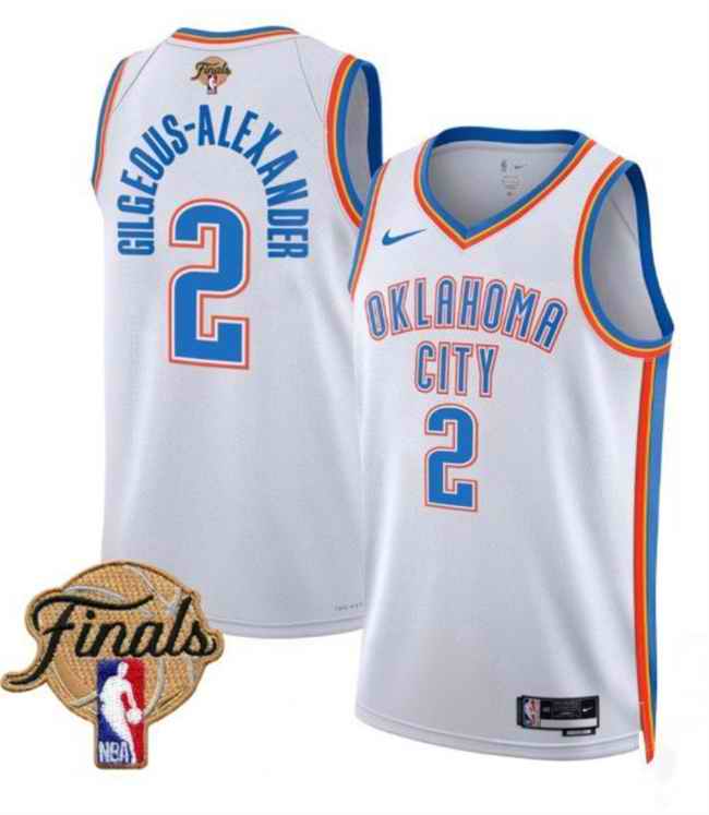 Men's Oklahoma City Thunder #2 Shai Gilgeous-Alexander White 2025 Finals Association Edition Stitched Basketball Jersey