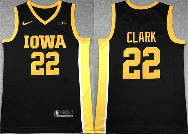 Men's Iowa Hawkeyes #22 Caitlin Clark Black/Yellow 2024  Stitched Jersey