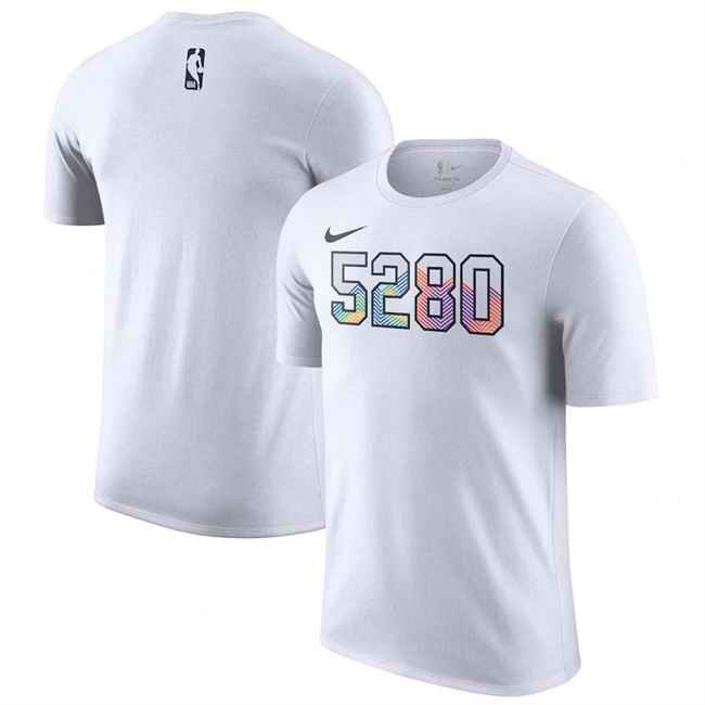 Men's Denver Nuggets White 2024/25 City Edition Essential Logo T-Shirt